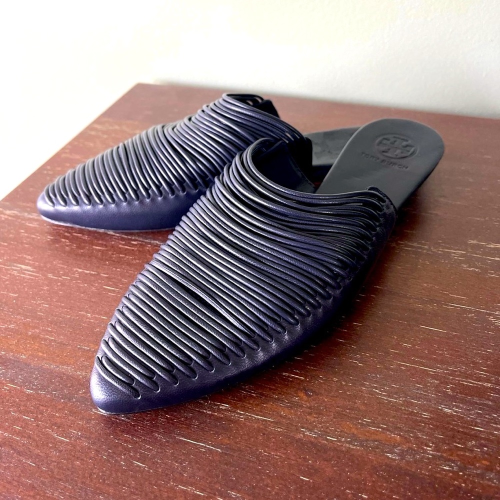 Size 5.5 Navy Torch Burch slip on